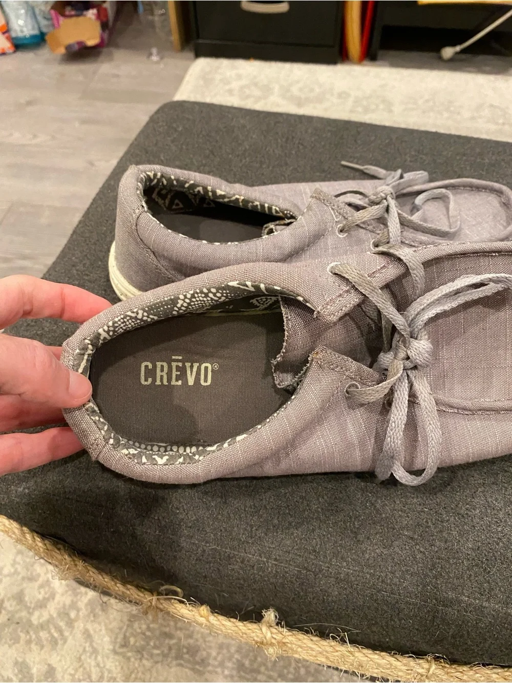 Gray Casual Lace-Up Canvas Shoes